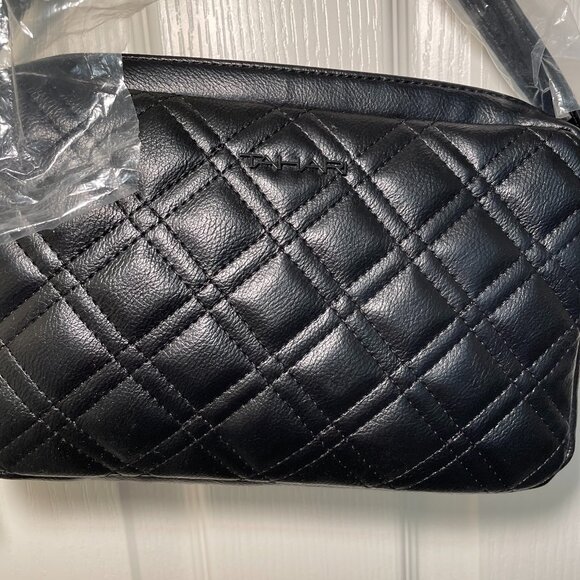 NWT Tahari Black Quilted Crossbody Bag - Picture 2 of 12